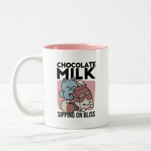 Kawaii Chocolate Milk Cat – Cozy Drink & Cuteness  Two-Tone Coffee Mug