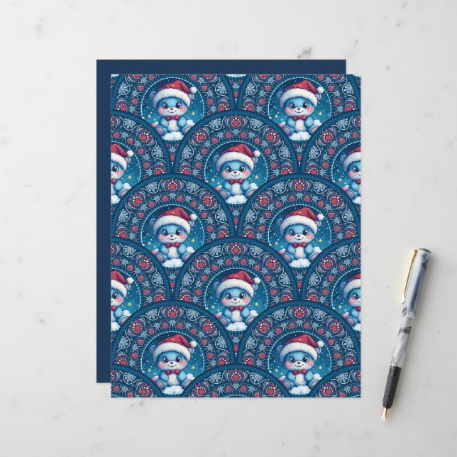 Kawaii Christmas Bear Mandala Deco Scale Scrapbook (Front/Back In Situ)
