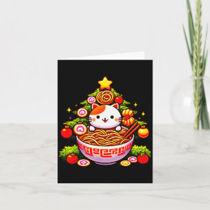 Kawaii Christmas Cat Ramen Christmas Tree Holiday  Card