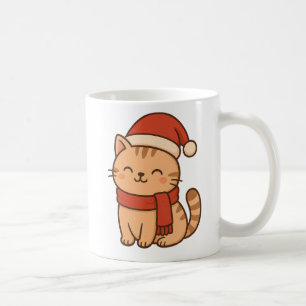 Kawaii Christmas Cat with Scarf Coffee Mug
