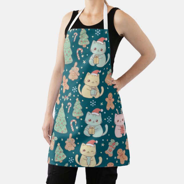 Kawaii Christmas Cats Baking Apron (Insitu)
