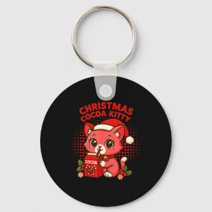 Kawaii Christmas Cocoa Kitty Key Ring