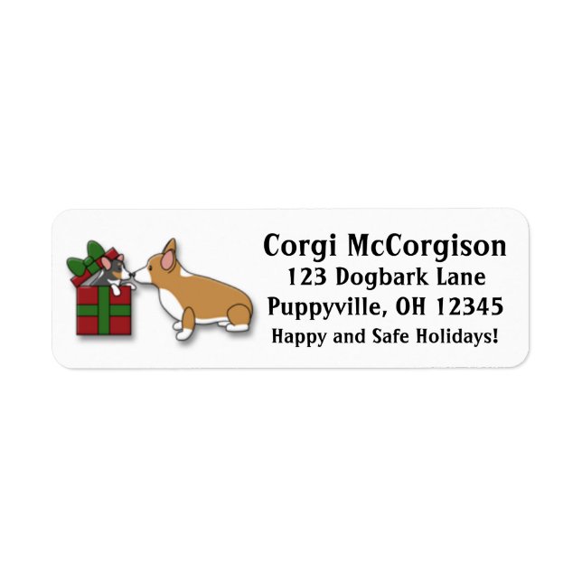 Kawaii Christmas Corgi Puppy Gift Address Labels (Front)