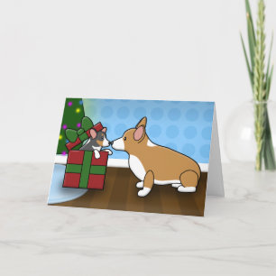 Kawaii Christmas Corgi Puppy Gift Card