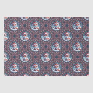 Kawaii Christmas Fox Dot Mandala Diamond TIle Tissue Paper
