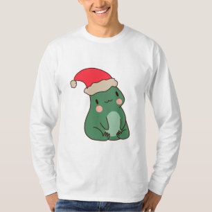 Kawaii Christmas Frog – Cute Santa Hat Frog  T-Shirt