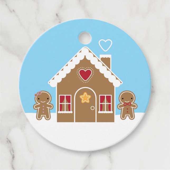 Kawaii Christmas Gingerbread House Favour Tags (Front)