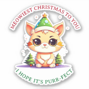 Kawaii Christmas Kitten Holiday Cat Pun