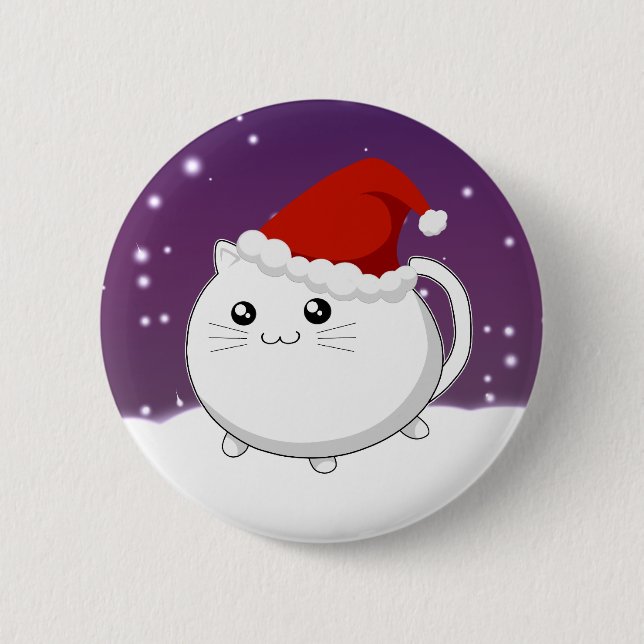 Kawaii christmas kitty cat 6 cm round badge (Front)