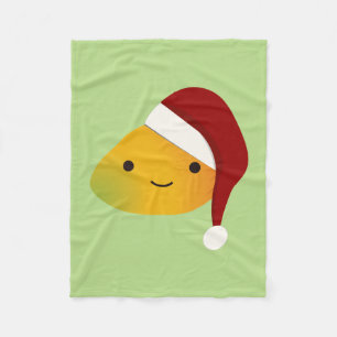 Kawaii Christmas Mango Fleece Blanket