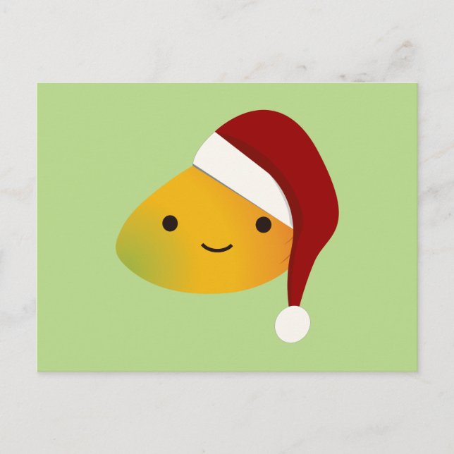 Kawaii Christmas Mango Holiday Postcard (Front)