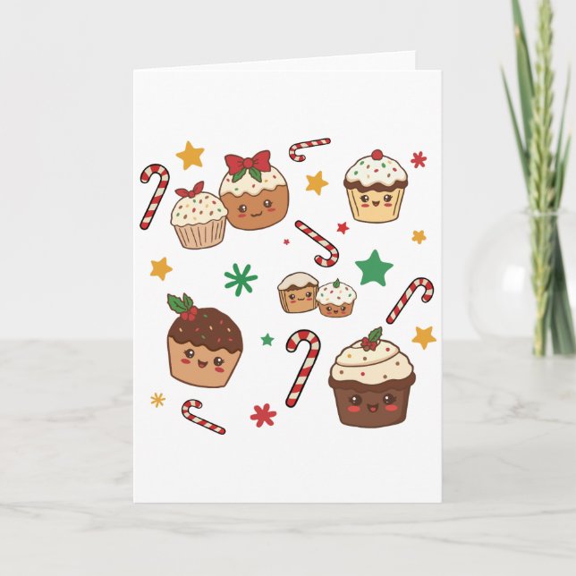 Kawaii Christmas Muffins Card (Front)