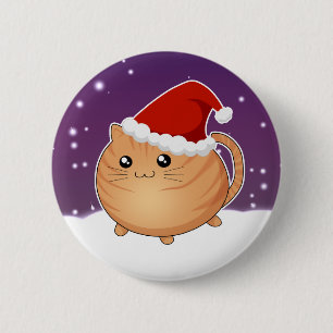 Kawaii christmas orange tabby kitty cat 6 cm round badge
