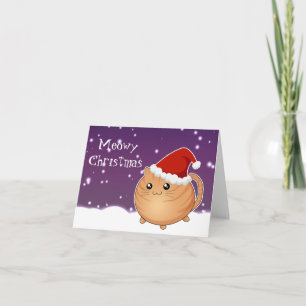 Kawaii christmas orange tabby kitty cat holiday card
