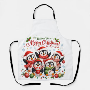 Kawaii Christmas Penguins Apron