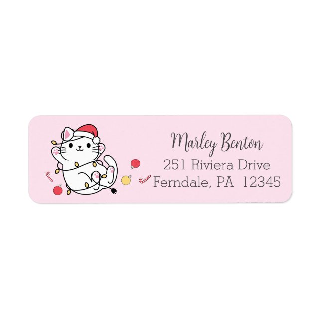Kawaii Christmas Santa Cat Envelope (Front)
