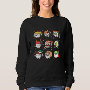 Kawaii Christmas Sushi Characters Cute Holiday Ani Sweatshirt