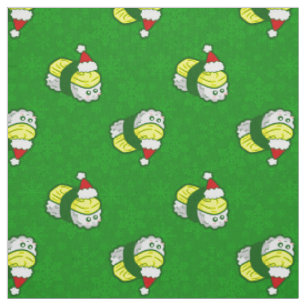 kawaii christmas tamago sushi santa snowflake fabric