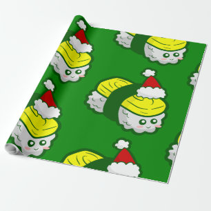 kawaii christmas tamago sushi santa  wrapping paper