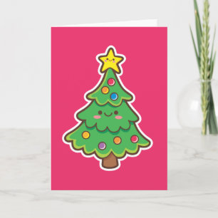 Kawaii Christmas Tree Holiday Card
