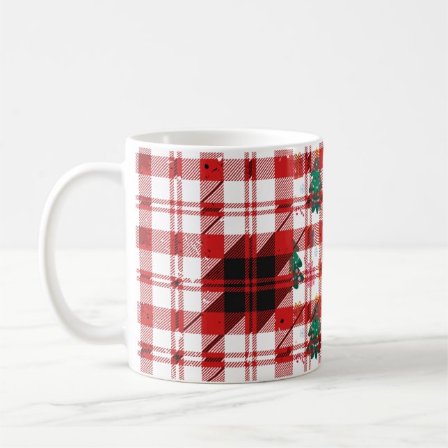 Kawaii Christmas Tree Presents Pattern Coffee Mug (Left)