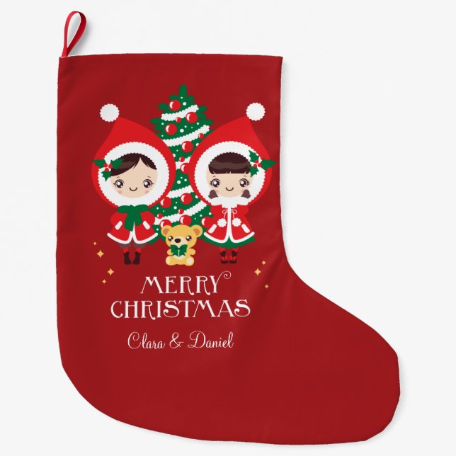 Kawaii Clara - Christmas Large Christmas Stocking (Front)