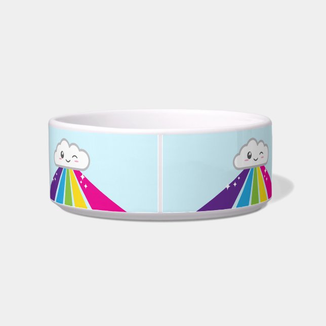 Kawaii Cloud and Rainbow Dog Bowl (Back)