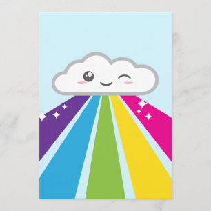 Kawaii Cloud and Rainbow Party Invitation