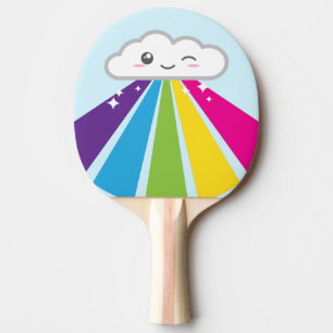 Kawaii Cloud and Rainbow Ping Pong Paddle