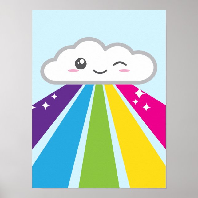 Kawaii Cloud and Rainbow Poster Print (Front)