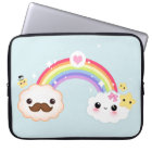 Kawaii cloud couple with rainbow and stars