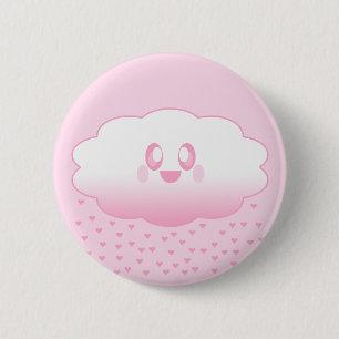 KAWAII CLOUD RAINING HEARTS LOVE SWEET 6 CM ROUND BADGE