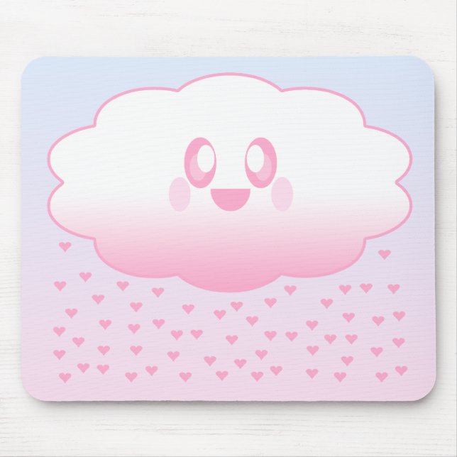 KAWAII CLOUD RAINING HEARTS LOVE SWEET MOUSE MAT (Front)