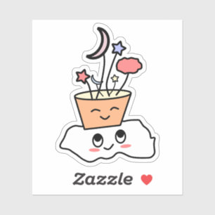 Kawaii Cloud With A Nature Plant Pot Vinyl Sticker