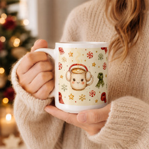 Kawaii Cocoa Mug Candy Cane Christmas Mug