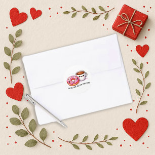 Kawaii Coffee and Donut Better Together Pattern Classic Round Sticker