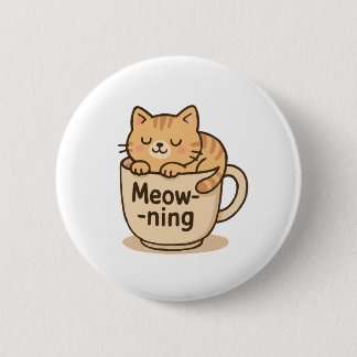 Kawaii Coffee Cat 6 Cm Round Badge