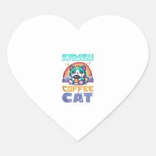 Kawaii Coffee Cat Adorable Anime Style Heart Sticker