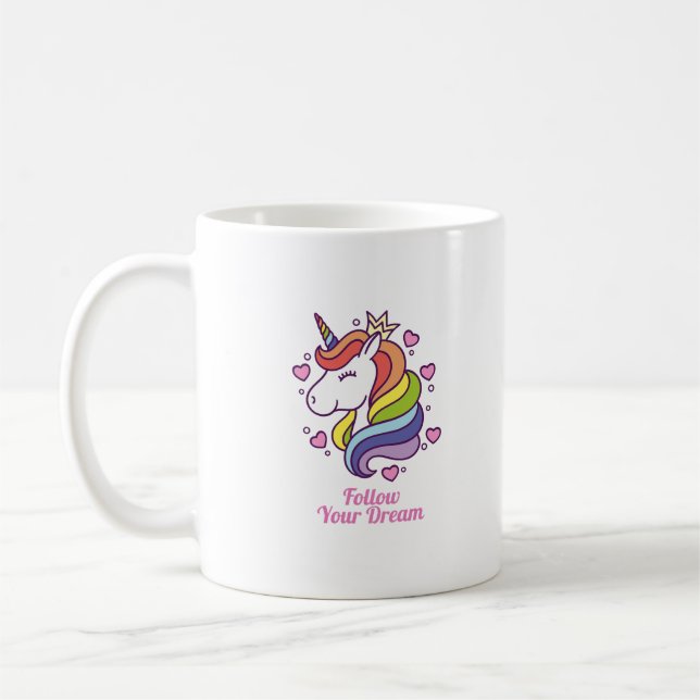 Kawaii Colourful Rainbow Unicorn Dreams     Coffee Mug (Left)