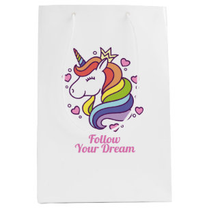 Kawaii Colourful Rainbow Unicorn Dreams   Medium Gift Bag