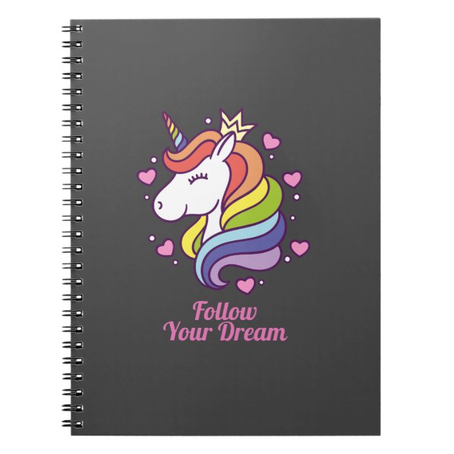 Kawaii Colourful Rainbow Unicorn Dreams     Notebook (Front)