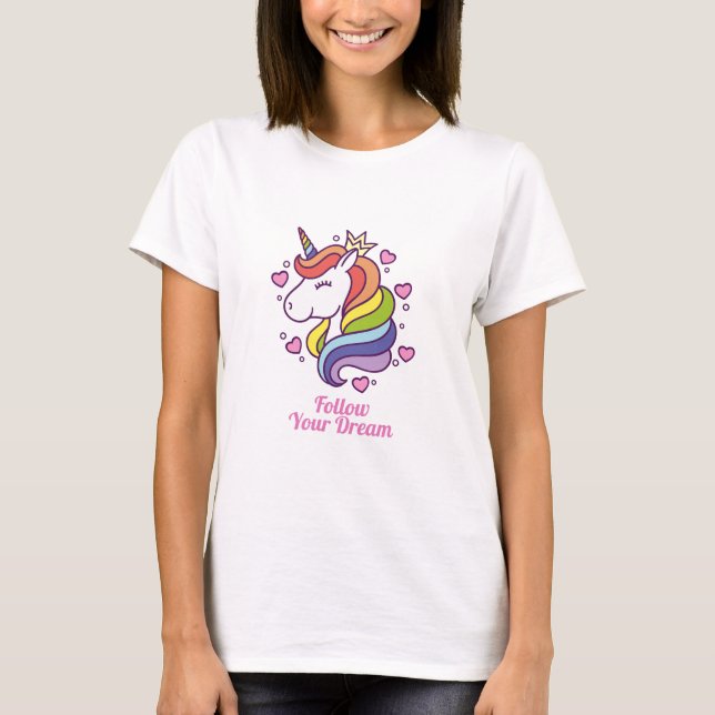 Kawaii Colourful Rainbow Unicorn Dreams  T-Shirt (Front)