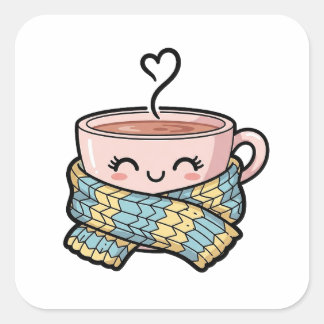 Kawaii Comfort Coffee Square Sticker
