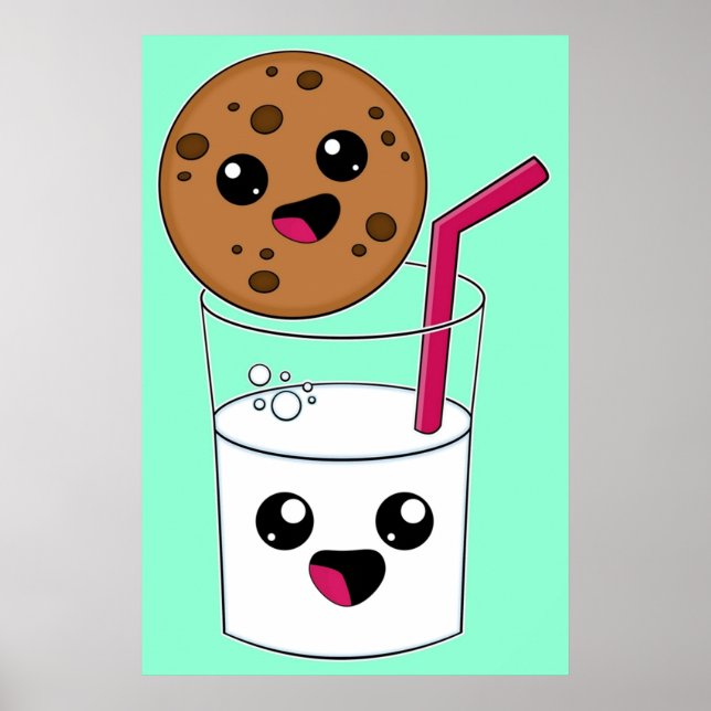 Kawaii Cookie and Milk Poster (Front)