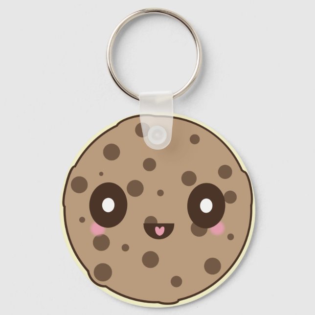 Kawaii Cookies chocolate chip Key Ring (Front)