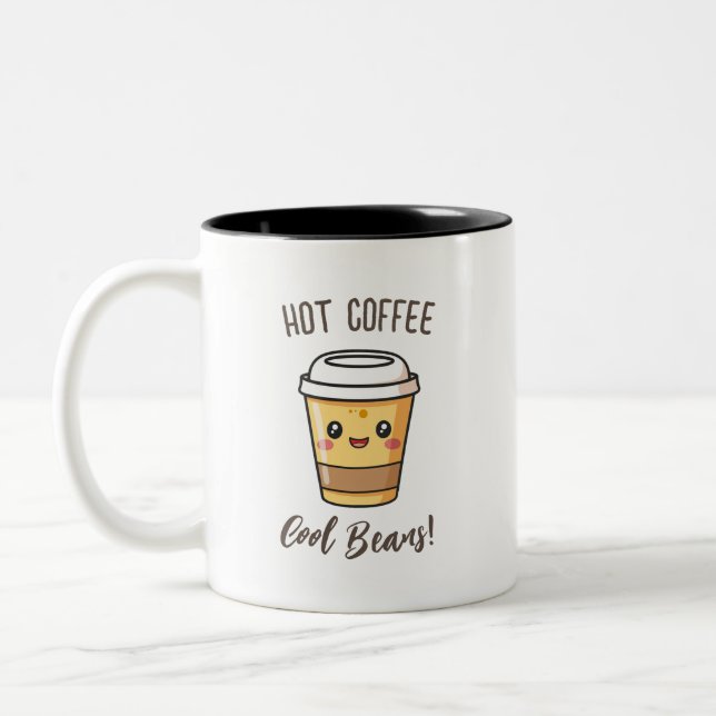 Kawaii Cool Beans Phrase Coffee Mug Fun & Cute  (Left)