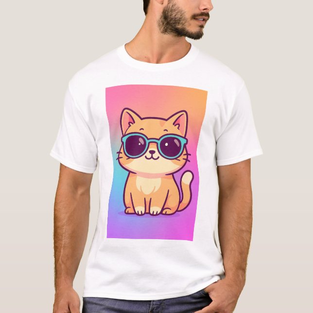 Kawaii Cool Cat Sunglasses Men's T-Shirt (Front)