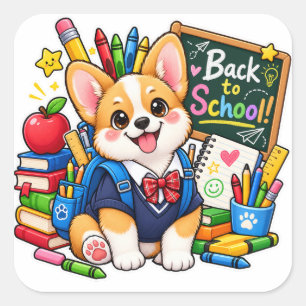 Kawaii Corgi Back to School Stickers