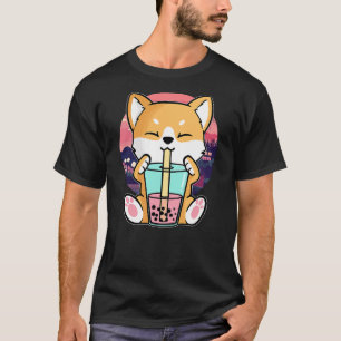 Kawaii Corgi Dog Bubble Tea Boba Anime Neko Japane T-Shirt