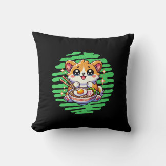 Kawaii Corgi eating bowl of Ramen Cushion